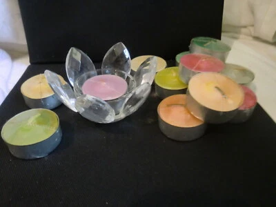 Avon Crystal Flower Tealight Holder with 12 Tealights IN Original Box Foto 1 de 3