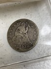 1853 Seated Liberty Quarter Arrows And Rays Free Shipping Antique American Coin