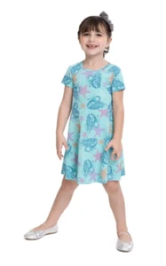 Disney Little Mermaid NEW♈Girls Printed knit Dress size 4T~Turquoise/pink/gold - Picture 1 of 5