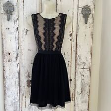Xhilaration Size Juniors Medium Black Beige Lace Ripple Cocktail Party Dress