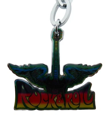 Rock N Roll Text Keychain Keyring Multicolor Unisex GTO DESIGNS PRODUCT ORIGINAL - Image 1 of 4