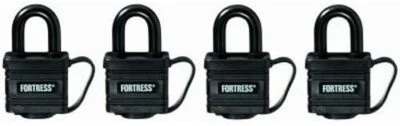 FORTRESS BY MASTER LOCK Fortress Master Padlock Weather Resistant Cover Lock 1-1/4" Keyed Alike 4 Pack
