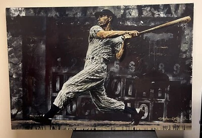 Giclee Joe DiMaggio Stephen Holland adornado 28X41 lona Foto 1 de 4