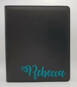 Brand New Zippered Folio With Pen Loop Black Personalised Carry Case 26 x 22cm - Imagen 1 de 3