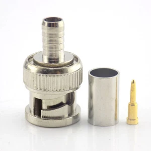 2/5/10pcs For CCTV Camera BNC Male Crimp Connector RG59 Coax Cable Adapter Plug - Picture 1 of 8