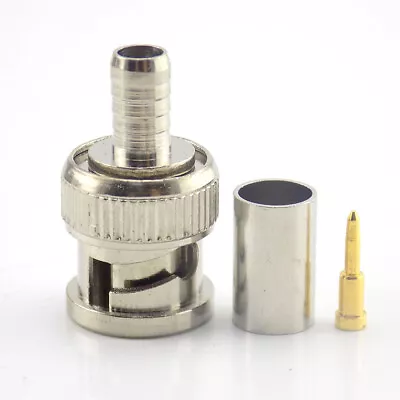 2/5/10pcs For CCTV Camera BNC Male Crimp Connector RG59 Coax Cable Adapter Plug - Image 1 of 4