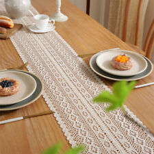 Retro Lace Crochet Table Runner Party Tablecloth Tassel Wedding Home Table Decor