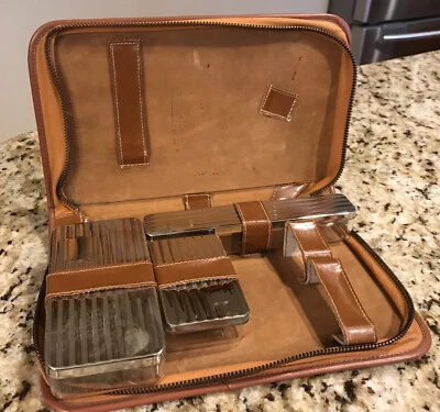 Kit de aseo de viaje vintage para hombre estuche de cuero con cremallera Foto 1 de 4