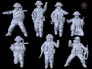 WW2 British Infantry NCOs X7 Figures Ideal Bolt Action etc 28mm 1/56 Wargames - Picture 1 of 3