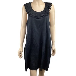 Calypso St. Barth Black Silk Sleeveless Dress Size Medium Fringe Neck Shift - Picture 1 of 7