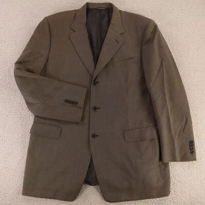 Canali Jacket L LT Brown Blue Nailshead Check 100% Wool Blazer Made in Italy 44L - Image 1 of 4