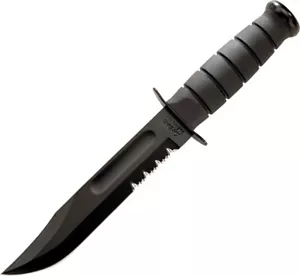Ka-Bar USA Fighting Knife 12" Serrated Black 109 Carbon Steel Fixed Blade 1212 - Picture 1 of 1