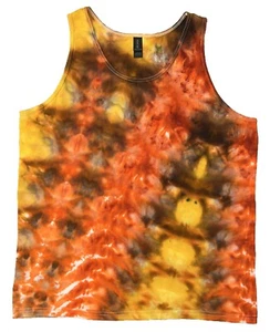 Roll Fold Ice Tie Dye T-Shirt, Mens L Tank Top, Fall Colors - Picture 1 of 6