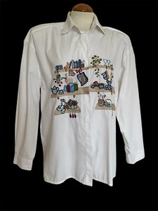 LE SHIRT COTE A COTE. Vintage. White Shirt. Embroidered. Free Size. Cottage Core - Picture 1 of 12