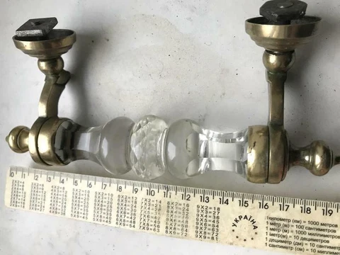 Rare Antique Imperial Russian Bronze Glass Crystal Door Pull Handle 7.8" Cover