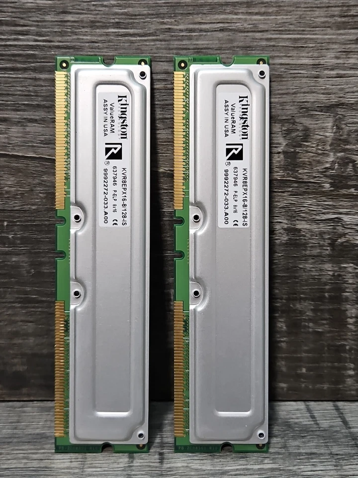 (Lote de 2) Kingston KVR8EPX16-8/128-IS 637946 Rimm 128MB NO ECC PC800-45 800MHz Foto 1 de 4