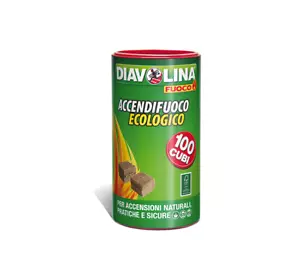 DIAVOLINA ACCENDIFUOCO 100 CUBETTI ACCENDI FUOCO ECOLOGICO ELEMENTI NATURALE - Foto 1 di 1