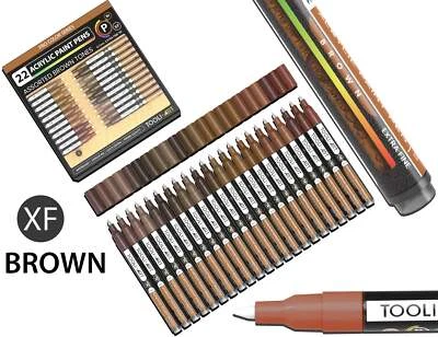 Acrylic Paint Pens 22 Assorted Brown Tones Pro Markers Set 0.7mm Extra Fine - Image 1 of 4