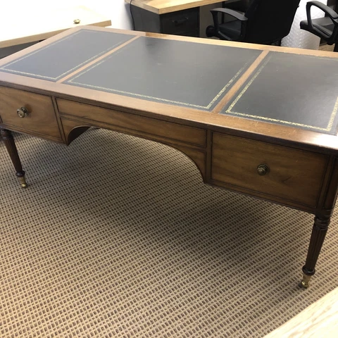Vintage KITTINGER BUFFALO Executive Partners Desk w/ leather top Cover