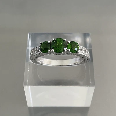 铬透镜,无色锆石戒指 1.65 克拉天然宝石 925 银色 6 码 — 第 1/4 张图片