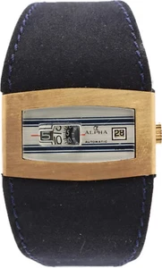 Vintage Alpha 10567 Digital JumpHour Men's Automatic Wristwatch Gold Tone #3 NOS - Picture 1 of 4