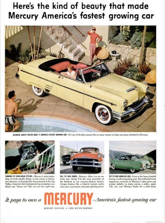 1954 Mercury PRINT AD Monterey Yellow Convertible - Image 1 of 1