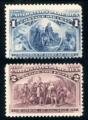 USAstamps Unused FVF US 1893 Columbian Expo Scott 230, 231 OG MNH SCV $64 - Image 1 of 2