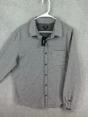 Express Shirt Men Large Gray Polka Button Up Stretch Polyester Flannel Soft New - Image 1 of 4