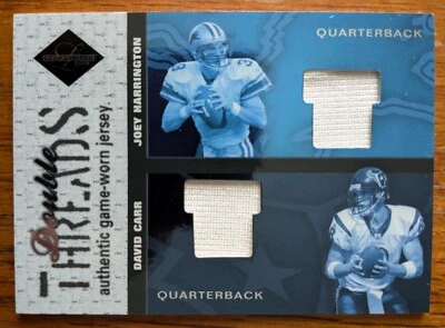 Jersey Joey Harrington, David Carr, 2003 Double Threads GW #DT-38, sn/100 Foto 1 de 4