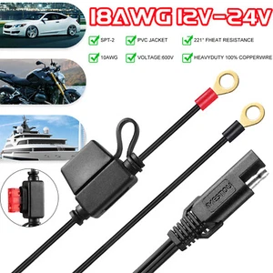 2Pin Battery Cable Terminal Ring Sae Connector Harness Charger Extension Cord - Picture 1 of 12