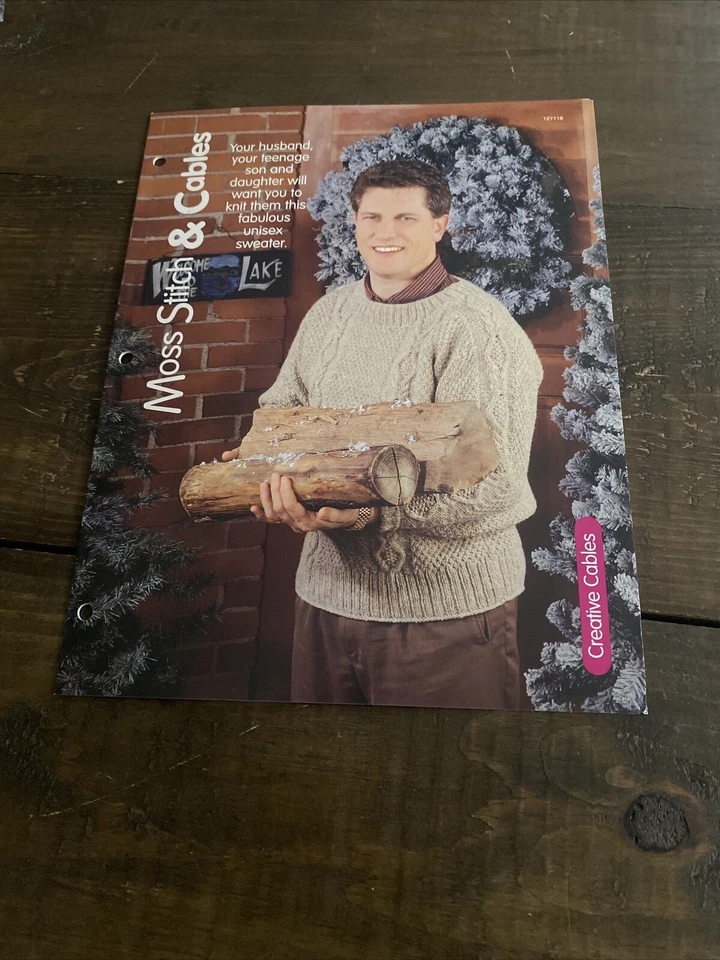 House of White Birches 127118  unisex CABLES SWEATER 4pg knit pattern leaflet - Image 1 of 1