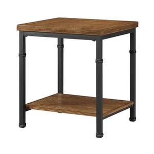 Carbon Loft Industrial Veneer Julia End Table Brown/Black Rustic,Industrial - Picture 1 of 5