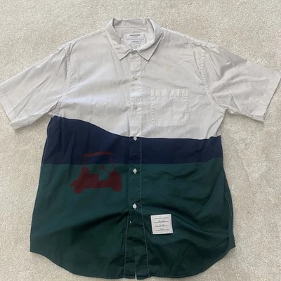 Thom Browne Golf Artwork Short Sleeve Button Down Shirt White Green Mens Size 4 - Image 1 of 4