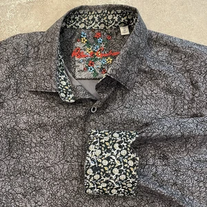 Robert Graham Armstrong Black Grey Flip Cuff Button Up Shirt Men’s Size Medium - Picture 1 of 14