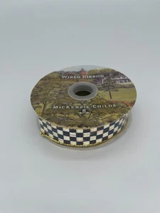 Mackenzie Childs 1" Courtly Check Gold Wired Ribbon UNUSED 10 Yards - Picture 1 of 3