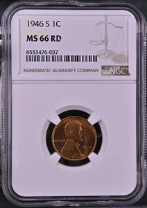 1946-S 1C RD  Lincoln Wheat One Cent NGC MS66RD   6553476-037 - Picture 1 of 2