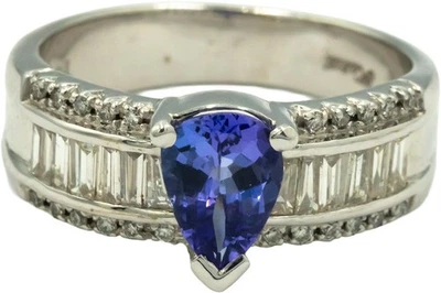 Designer 18K White Gold 1.50CT Diamond & Tanzanite Ring Size 7.75 - Image 1 of 4