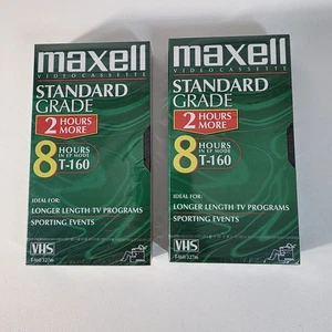 2x Maxell T-160 Standard Grade VHS Video Cassette Tape Standard Grade NEW SEALED - Picture 1 of 5
