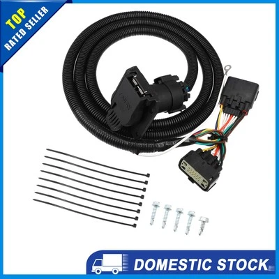 Set of 1 For Ford F-150 2015-2019 7 Pin Trailer Wiring Harness Rubber Black Foto 1 de 4