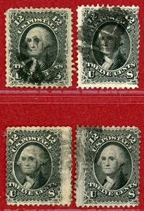US #69, 12c Black, 4 Used Stamps (See Scan for Conditions) - Picture 1 of 2