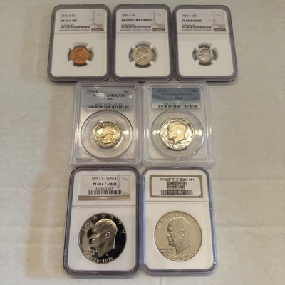 1976 Proof Set complete 7 Coin Set PCGS NGC PF 69 T1 & T2 Clad Eisenhower Dollar - Image 1 of 4
