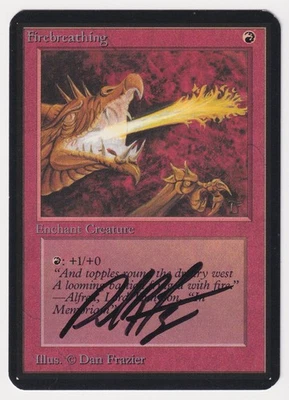 Signed Firebreathing LP Alpha Limited Edition Artist Dan Frazier 1993 MTG Magic! - Image 1 of 2