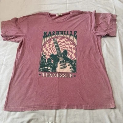 New REFINED CANVAS Large Pink Nashville Oversized T-Shirt Country Concert - Image 1 of 4
