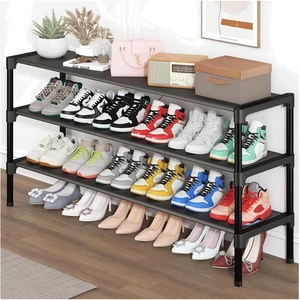 3-stufiges langes Schuhregal für Schrank Metall Schuh Organizer für Eingang, 34,85" breit - Bild 1 von 9