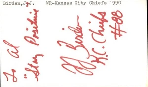 J.J. Birden Signed 3x5 Index Card Cut Chiefs Falcons Autograph Den - Picture 1 of 1
