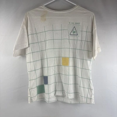 VTG 80s Le Coq Sportif Geometric Logo Soft French Tennis Style T-Shirt Medium - Image 1 of 4