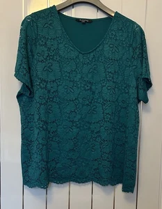 Ladies Jade Colour Lace Fronted Top From Bonmarche, Size 24 - Picture 1 of 4
