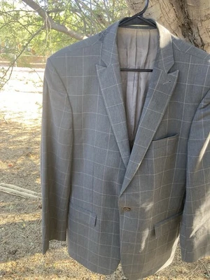 J. Lindeberg Blazer Mens Size 42R Gray Plaid Virgin Wool Sports Jacket [244] - Image 1 of 4