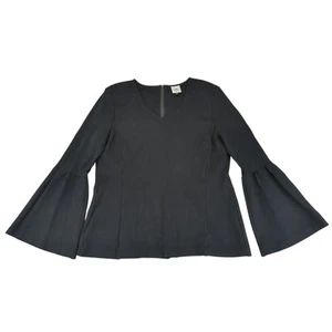 Cabi Knit Flare Sleeve Top 3500 Black Bell V-neck Blouse Women's Size Medium - Picture 1 of 7