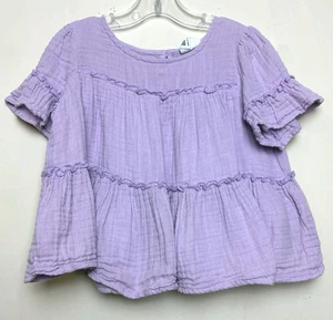 Girls Cotton On Kids Sz 5 Purple Ruffle Flowy Top Shirt - Picture 1 of 9
